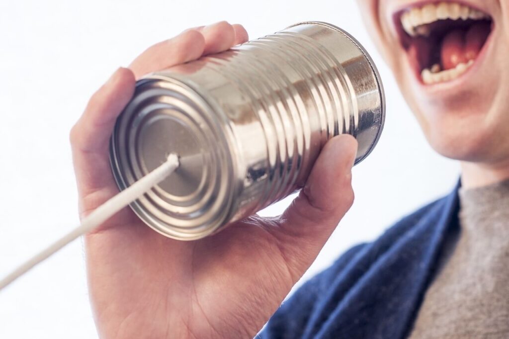 Freier Redner Technik | ein Dosentelefon